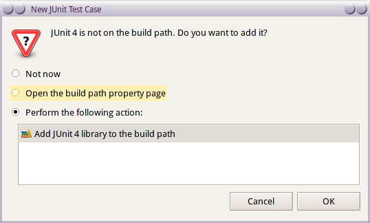 Not on build path-Dialog